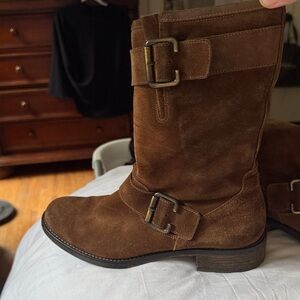 Paul Green Brown Suede Combat Boots